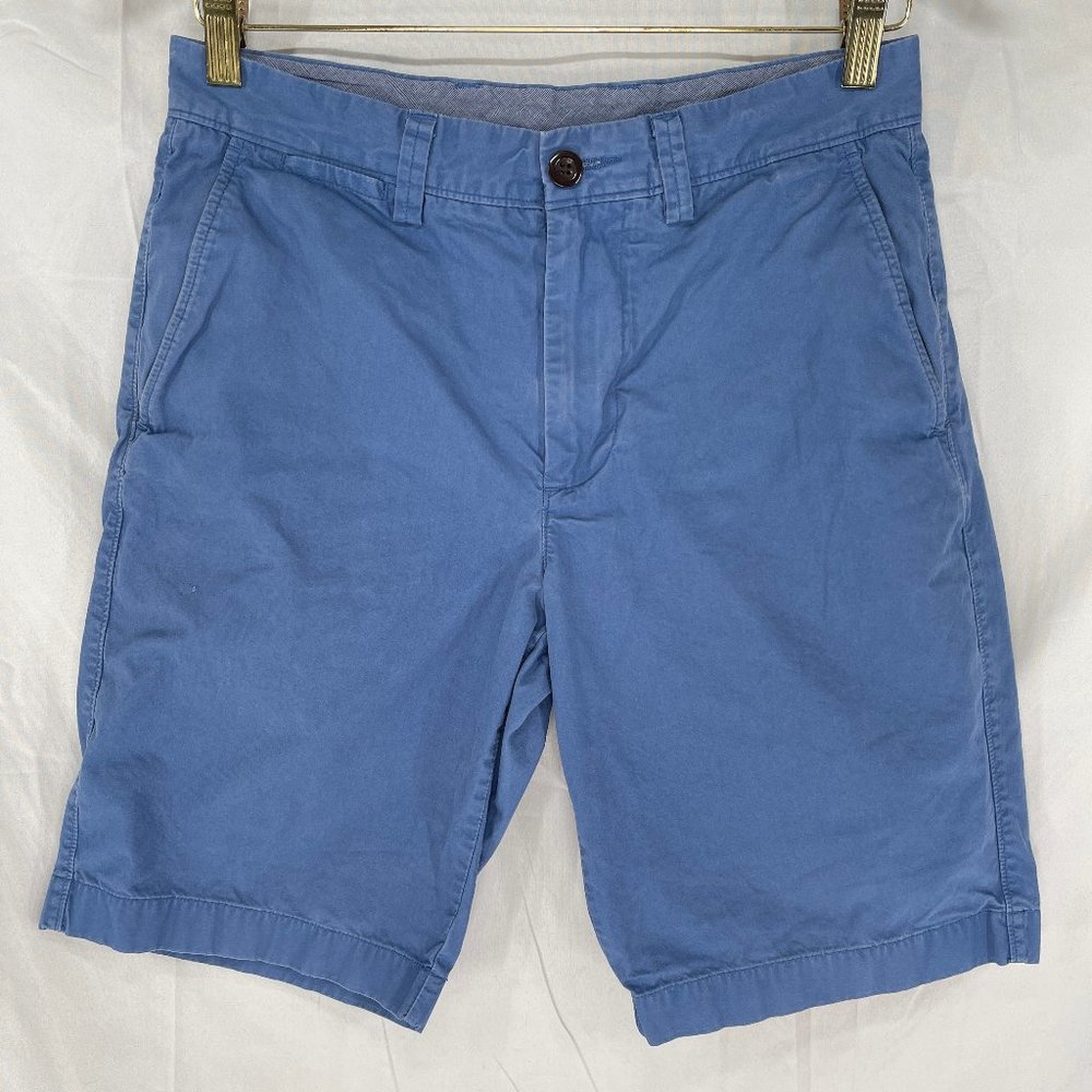 Men's J.Crew Club Shorts Size 29 x 10.5 Blue All Cotton Flat Front